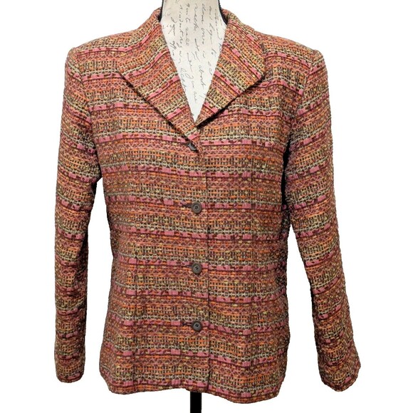 Coldwater Creek Blazer Sz  8  Southwestern Colors  Rust Multi  Business  Texture - Picture 1 of 14